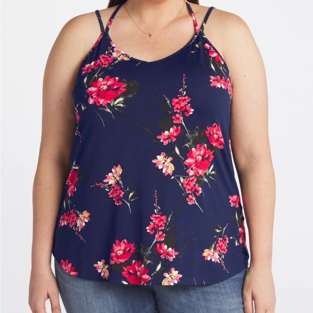 Floral Navy Tank Top
